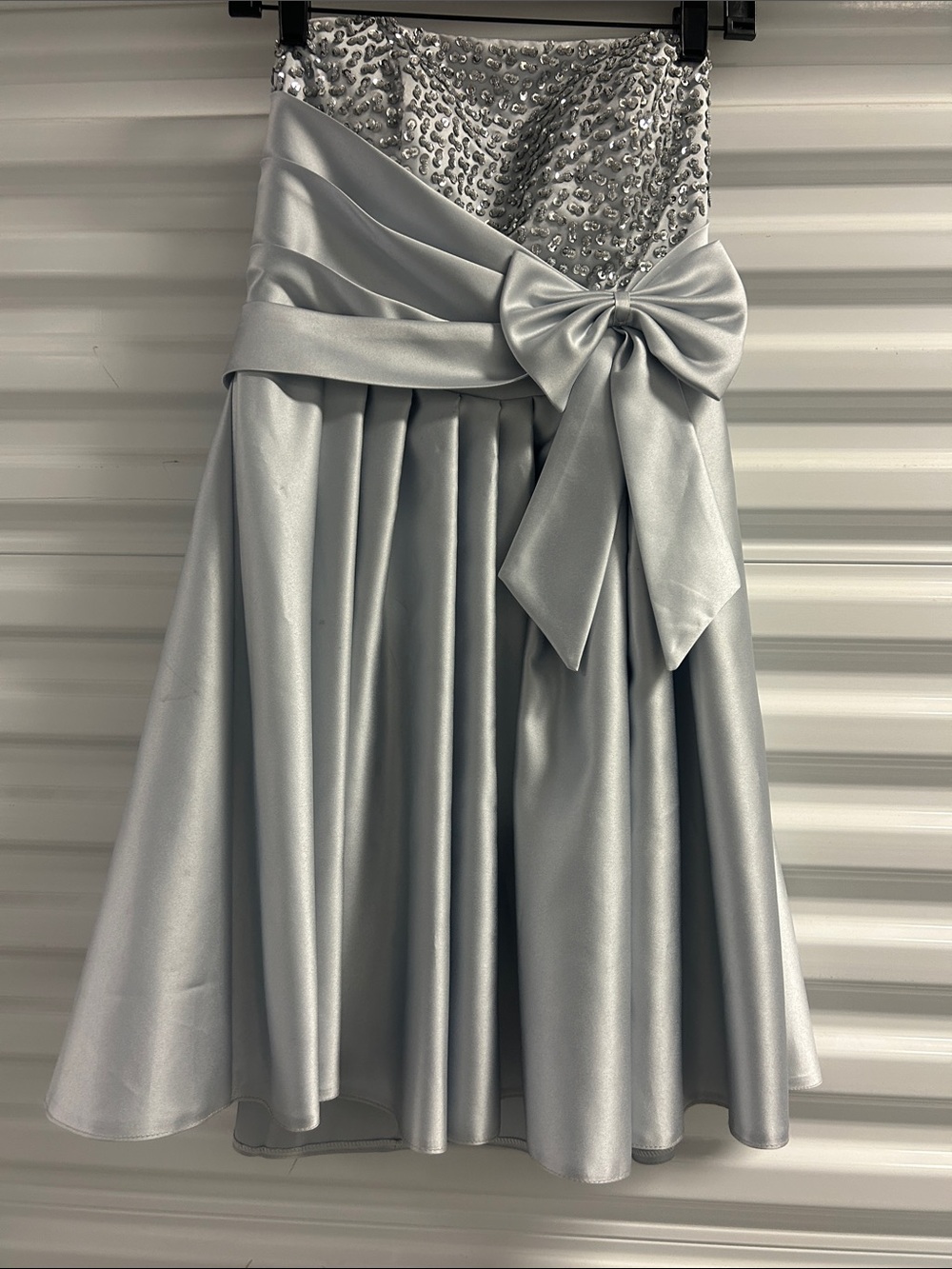 Silver Bow-Accent Girls' Party Dress ST 1